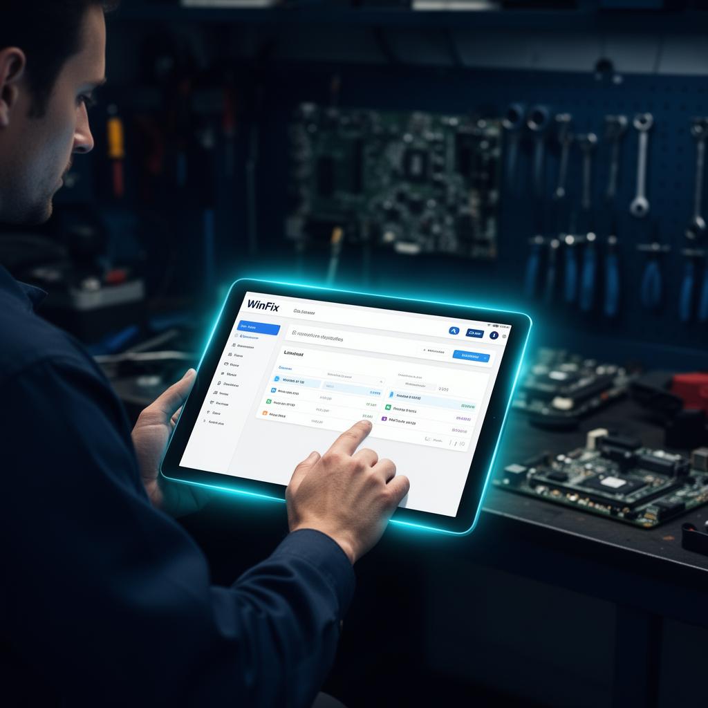 Réparateur utilisant WinFix sur tablette